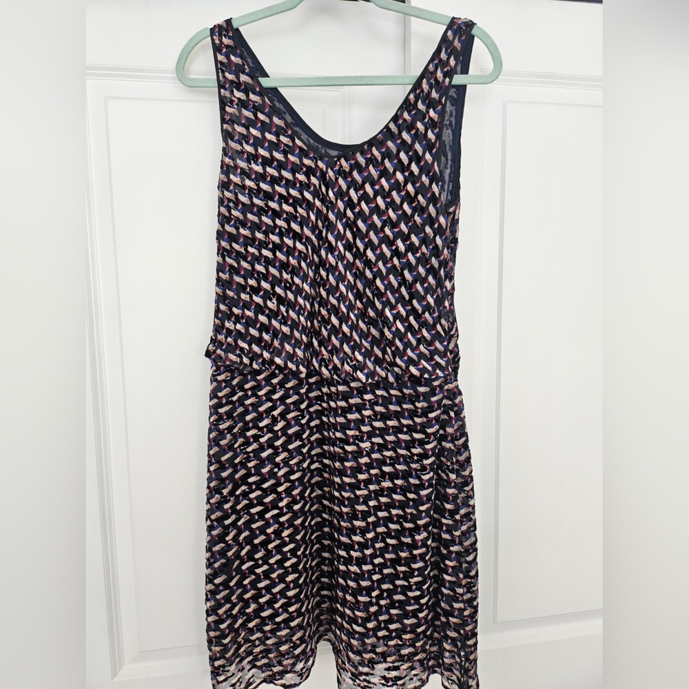Marc By Marc Jacobs Navy and Pink Patterned Midi Dress
